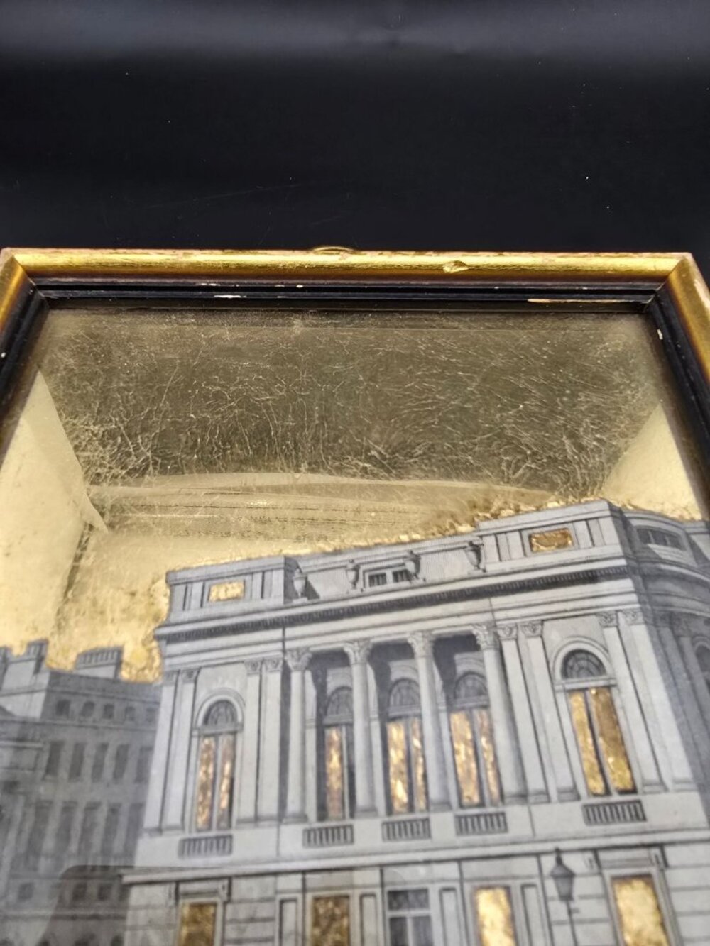Vintage 1950's Sungott Art Studios Framed Decoupage Artwork With Gold Leaf READ - Picture 7 of 14